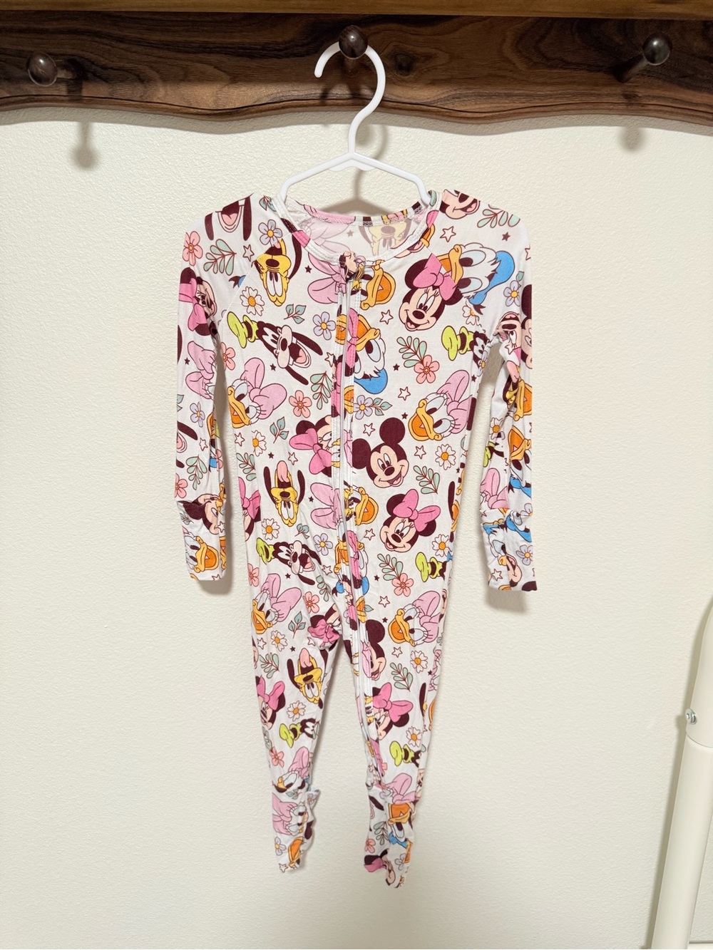 Girls' Pink Disney Character Footed One-Piece Pajamas